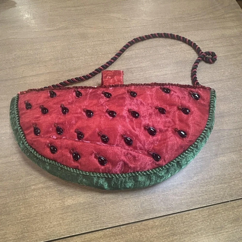 Katherine's Collection Shoulder Bag Womens Medium Red Watermelon Beaded Purse